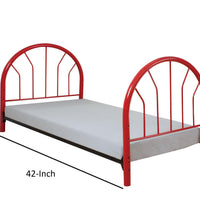 Metal Twin Headboard and Footboard with Curved Spindles, Red