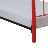 Metal Twin Headboard and Footboard with Curved Spindles, Red