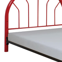 Metal Twin Headboard and Footboard with Curved Spindles, Red