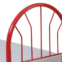 Metal Twin Headboard and Footboard with Curved Spindles, Red