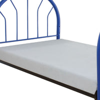 Metal Twin Headboard and Footboard with Curved Spindles, Blue