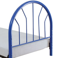 Metal Twin Headboard and Footboard with Curved Spindles, Blue