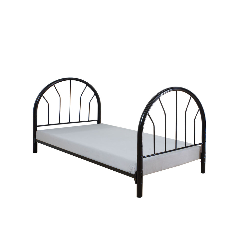 Metal Twin Headboard and Footboard with Curved Spindles, Black
