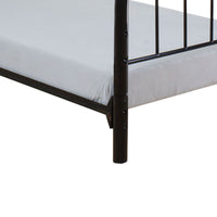 Metal Twin Headboard and Footboard with Curved Spindles, Black