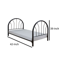 Metal Twin Headboard and Footboard with Curved Spindles, Black