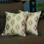 17"x 17" Jacquard Brown Slices Decorative Throw Pillow Cover Set Of 2 Pcs Square