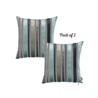 Set of 2 Blue Variegated Stripe Decorative Pillow Covers