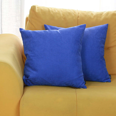 Set of 2 Sapphire Blue Brushed Twill Decorative Throw Pillow Covers