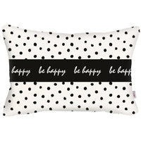 Be Happy Dots Decorative Rectangle Throw Pillow Cover