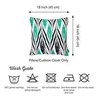 Black White and Green Long Ikat Decorative Throw Pillow Cover