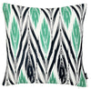Black White and Green Long Ikat Decorative Throw Pillow Cover