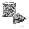 Gray Jacquard Tropical Leaf Decorative Throw Pillow Cover