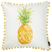 18"x 18" Tropical Pinapple PomPom Decorative Throw Pillow Cover