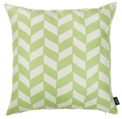 Lime Green and White Geo Decorative Throw Pillow Cover