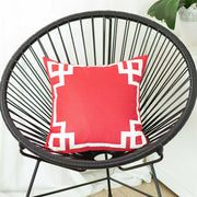 Square Red and White Geometric Decorative Throw Pillow Cover