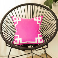 Bright Pink and White Geometric Decorative Throw Pillow Cover