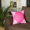 Bright Pink and White Geometric Decorative Throw Pillow Cover