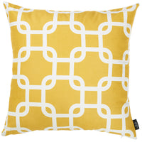 Yellow and White Lattice Decorative Throw Pillow Cover