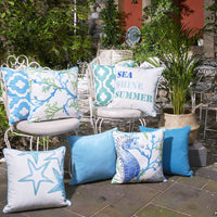 White and Aqua Blue Starfish Decorative Throw Pillow Cover