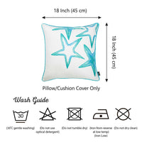 White and Aqua Blue Starfish Decorative Throw Pillow Cover