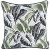 Black White and Green Tropical Leaf Throw Pillow Cover