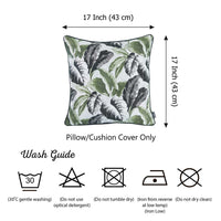 Black White and Green Tropical Leaf Throw Pillow Cover