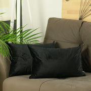 21"x14" Black Velvet Decorative Throw Pillow Cover 2 Pcs in set
