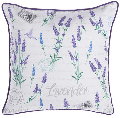 White and Lavender French Postcard Throw Pillow Cover
