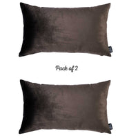 21"x 14" Brown Velvet Carob Decorative Throw Pillow Cover 2 Pcs in set