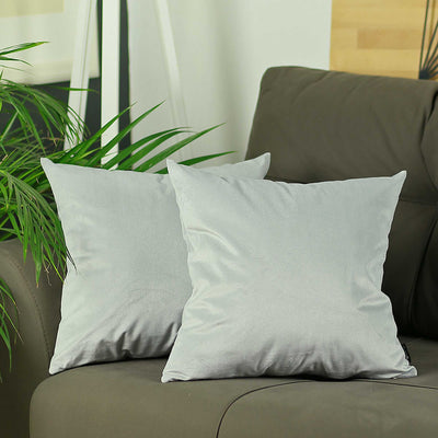 Set of 2 Light Grey Decorative Throw Pillow Covers