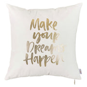 18"x 18" Happy Square Quote Printed Decorative Throw Pillow Cover Pillowcase
