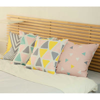 Gray Pink and Yellow Decorative Triangle Pillow Cover