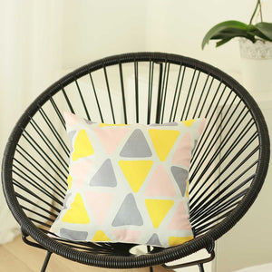 Gray Pink and Yellow Decorative Triangle Pillow Cover