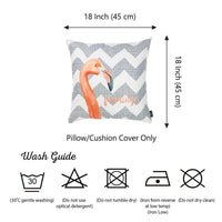 Flamingo and Gray Chevron Decorative Throw Pillow Cover.