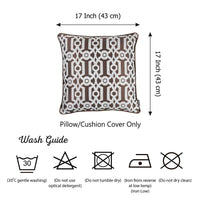 Brown and White Jacquard Geo Decorative Throw Pillow Cover