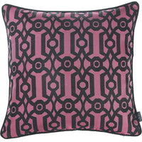 Fuchsia and Black Jacquard Geo Decorative Throw Pillow Cover