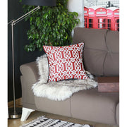 Red and White Jacquard Geo Decorative Throw Pillow Cover