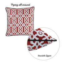 Red and White Jacquard Geo Decorative Throw Pillow Cover