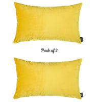 21"x14" Yellow Velvet Decorative Throw Pillow Cover (2 Pcs in set)