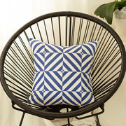 Blue and White Geometric Squares Decorative Throw Pillow Cover