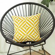 Yellow and White Geometric Squares Decorative Throw Pillow Cover