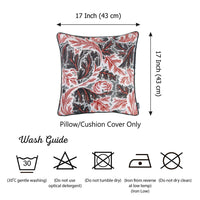 Black Red and White Jacquard Leaf Decorative Throw Pillow Cover