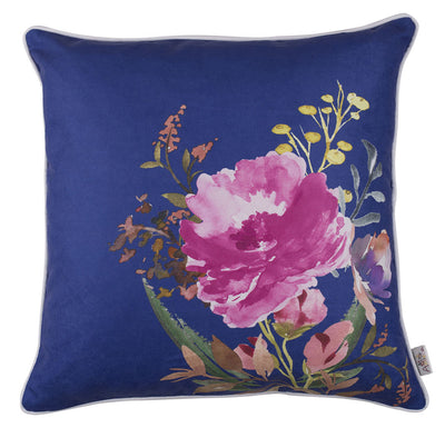 Blue Watercolor Wild Flower Decorative Throw Pillow Cover