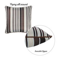 Brown and Tan Variegated Stripe Decorative Throw Pillow Cover
