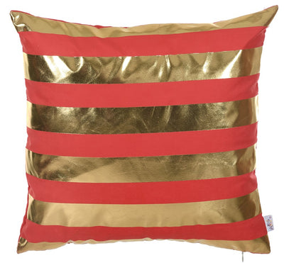 Gold and Red Wide Stripe Decorative Throw Pillow Cover.