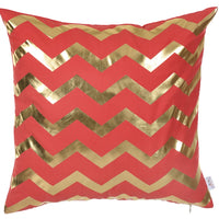 Gold and Red Chevron Decorative Throw Pillow Cover