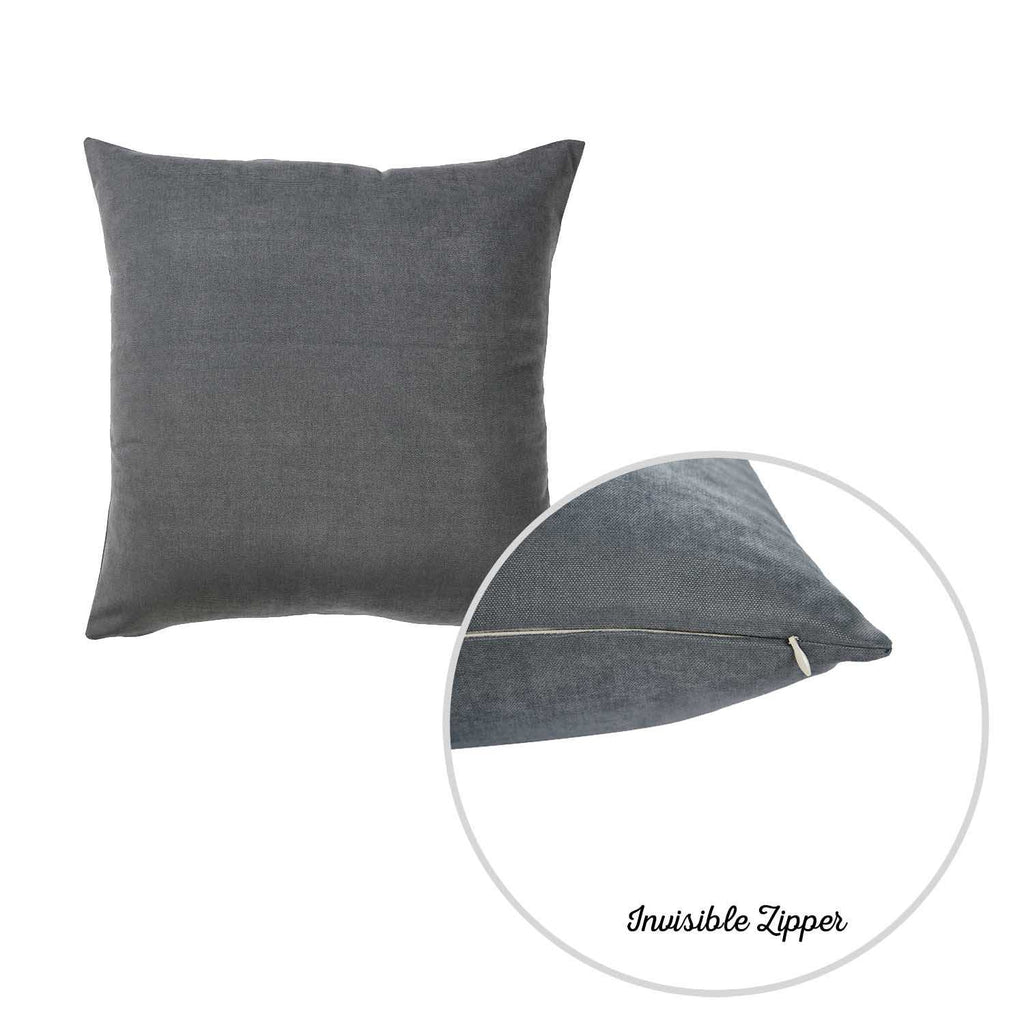 Set of 2 Gray Brushed Twill Decorative Throw Pillow Covers