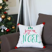 Joyeux Noel Square Printed Decorative Throw Pillow Cover