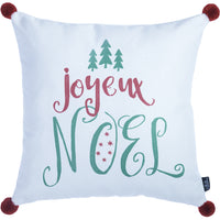 Joyeux Noel Square Printed Decorative Throw Pillow Cover