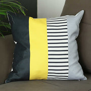 Black Gray Yellow Abstract Geo Throw Pillow Cover